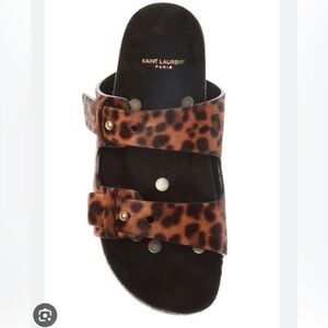 Saint Laurent Leopard Jimmy Sandal (Birkenstock style) 37